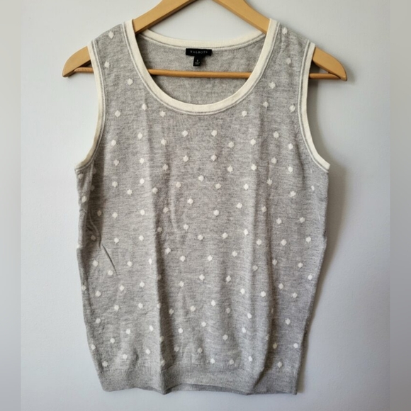 Talbots Tops - TALBOTS Gray Polka Dot Cotton And Cashmere Blend Sleeveless Top